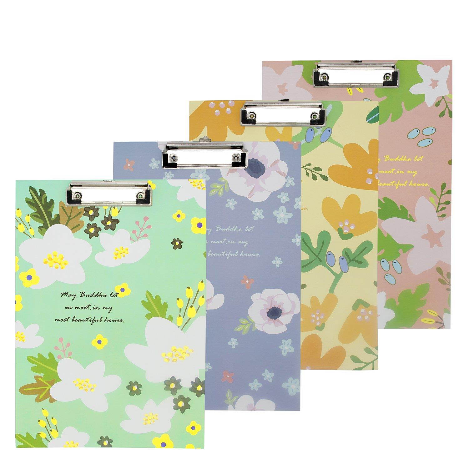 WIWAPLEX Paperboard Letter Size Colorful Clipboards Low Profile Clip 4PCS set, 8-5/8 by 12-1/4 inch