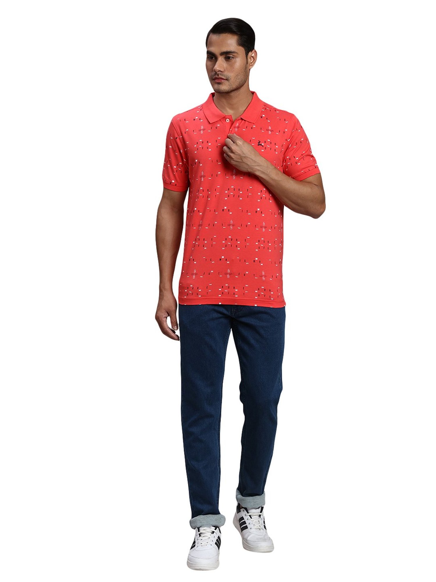 Parx Coral Regular Fit Printed Polo T-Shirt