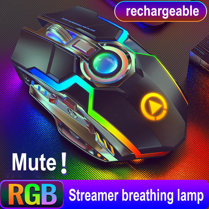 RGB Wireless Mouse USB Gaming Mouse 2.4Ghz Esports Backlit Silent Bluetooth Mice 7 Buttons 1600 DPI for Notebook Desktop