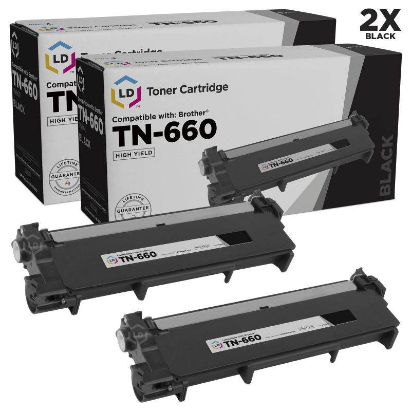 LD &copy; Compatible Replacements for Brother TN660 2PK HY Black Laser Toner Cartridges for Brother DCP L2520DW, L2540DW, HL L2300D, L2320D, 2340DW, L2360DW, L2380DW, & MFC L2700DW, L2720DW, L2740DW