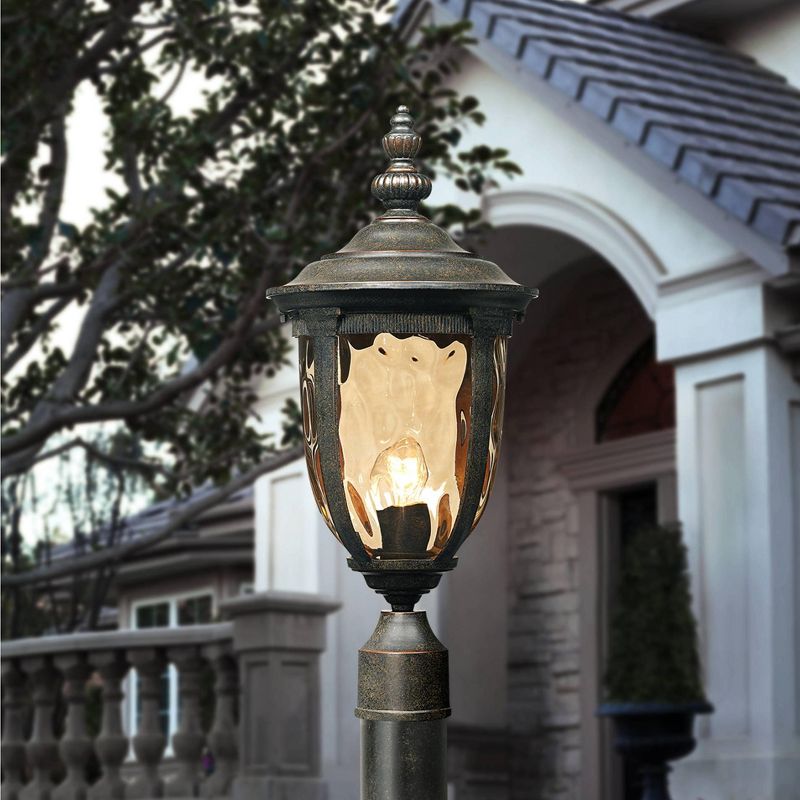 John Timberland Modern Outdoor Post Light with Pole Veranda Bronze 103" Champagne Glass for Exterior Garden Yard