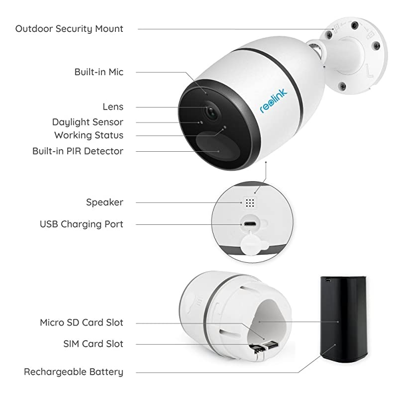 Go 3G4G LTE Outdoor Wirefree Battery Security Camera Work with Google Assistant Solar Capable 1080p HD Night Vision 2Way Audio PIR Motion Sensor and Cloud