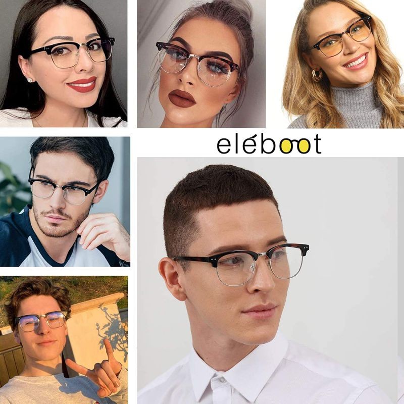 Blue Light Glasses Men Women,Blue Light Blocking Glasses for Computer Gaming/TV/Phones Anti Eye Strain,Semi Rimless Anti Blue Light Blocker Eyewear(C4-Tortoiseshell)