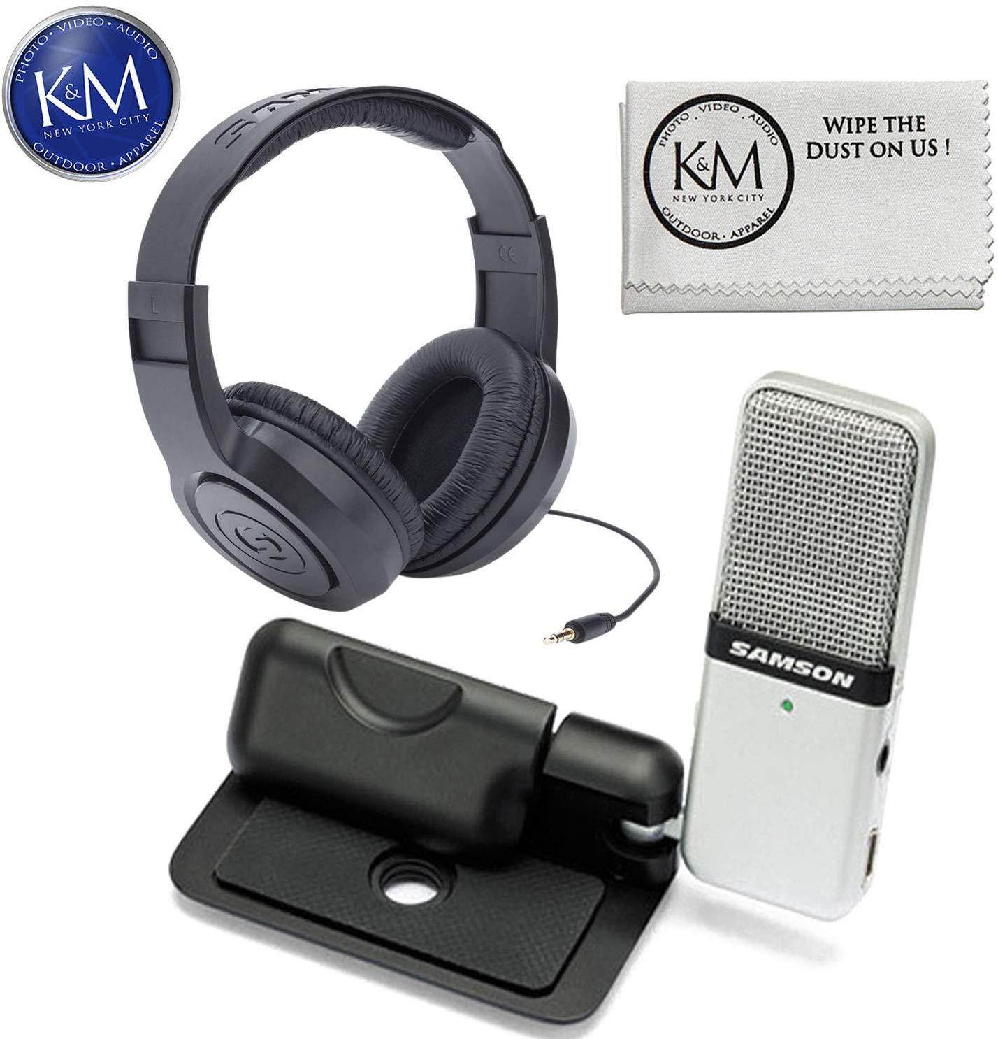 Samson Go Mic Portable USB Microphone with SR350 Over-Ear Headphones and Cloth