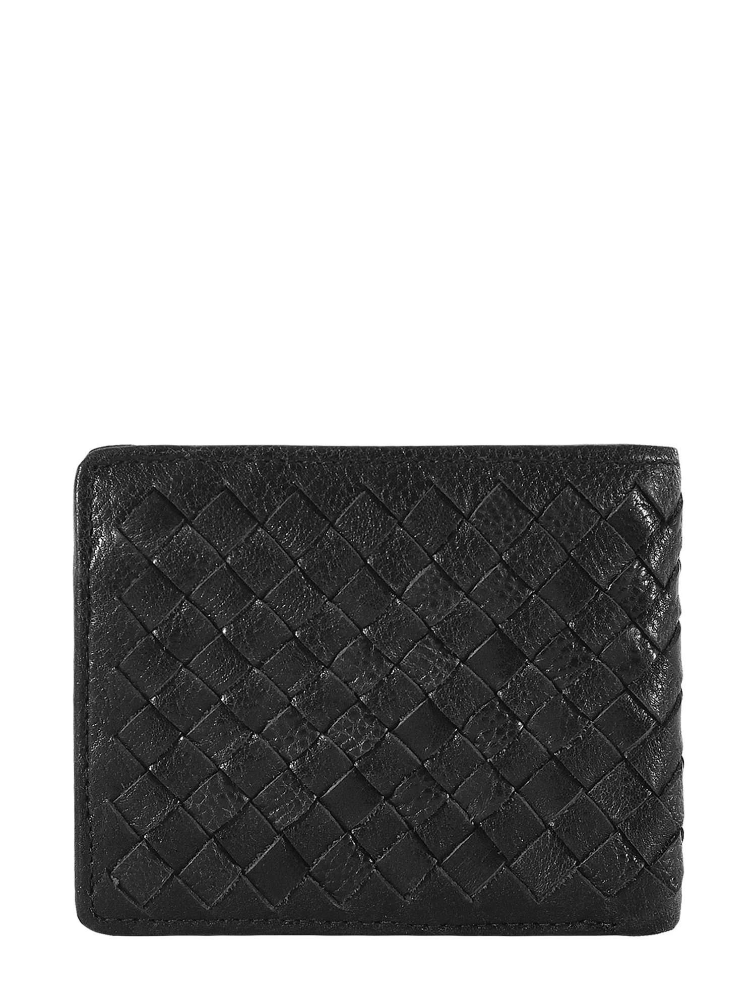 Eske Black Woven Leather Bi-Fold Wallet for Men