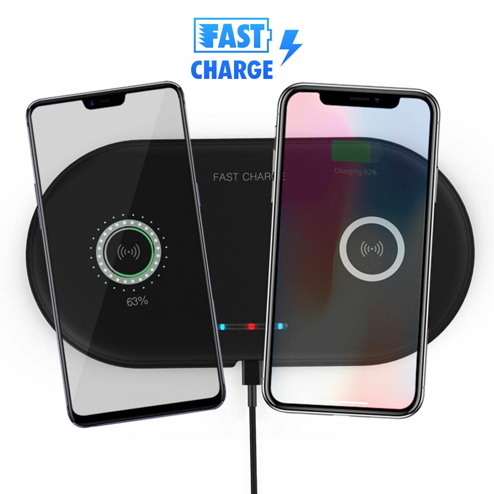 Dual Positions Fast Wireless Charger Charging Pad Mat for iPhone X 8  S9
