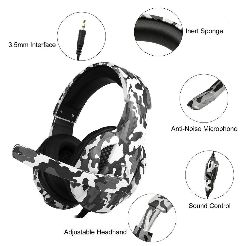 3.5mm Wired Gaming Headset Noise Cancellation Music Headset with Microphone Mute Volume Control Suitable for PS4 Smartphones Laptop Tablet PC