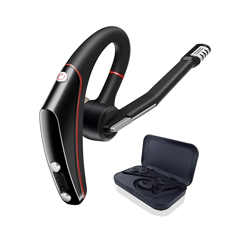 Headset,V5.0 Hands-Free Wireless Business Earpiece with Noise Reduction Mic for Cell Phones-Compatible with iPhone and Android,Work for Office/Workout/Driving