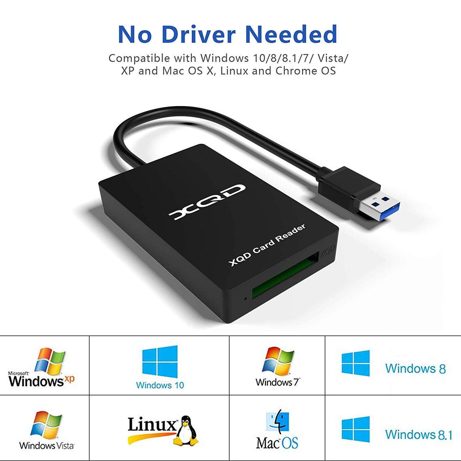 ?Upgraded Version?Cateck XQD Card Reader, 5Gpbs Super Speed USB 3.0 xqd memory card reader, Compatible with Sony G/M Series USB Mark XQD Card, Lexar 2933x/1400x USB Mark XQD Card, Support Windows/Mac