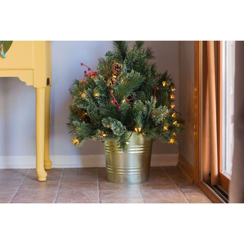 Home Heritage 26 Inch Artificial Holiday Shrub for Indoor/Outdoor w/ LED Lights