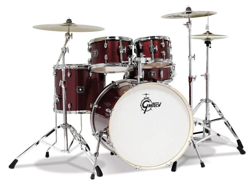 gretsch energy 5 piece set with hardware 22/10/12/16/14sn ruby sparkle