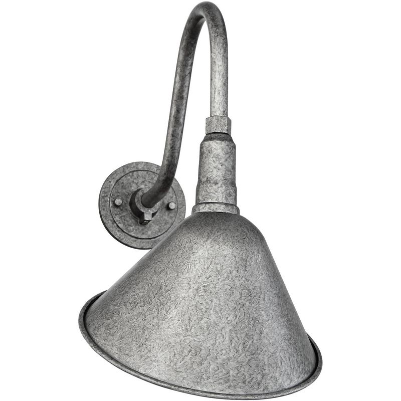 Franklin Iron Works Rustic Farmhouse Outdoor Barn Light Fixture Galvanized 18" Curving Gooseneck RLM Exterior House Porch Patio