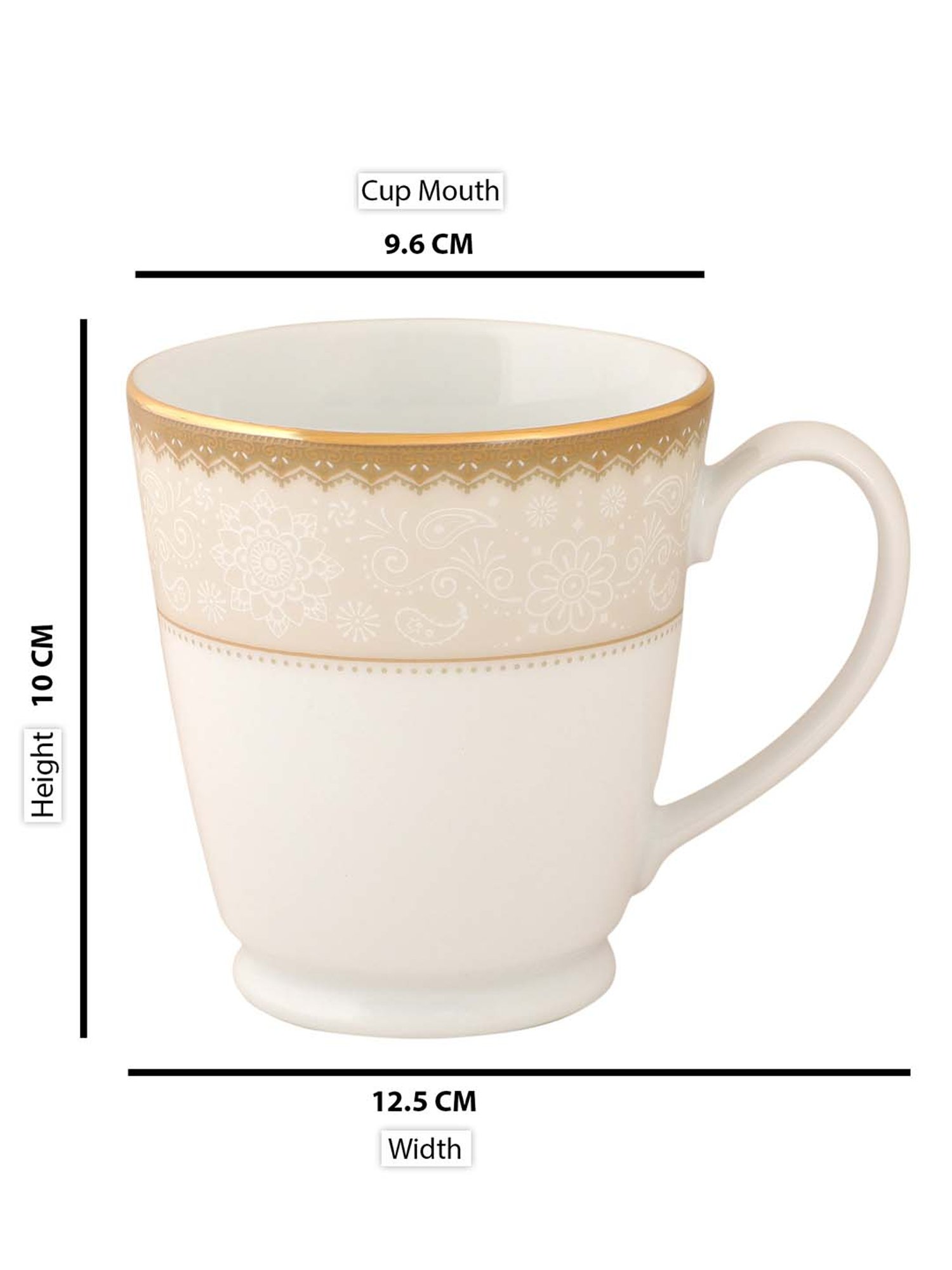 NORITAKE Hearth Off-White & Beige Porcelain Milk Mug (0.37 L) - Set of 1