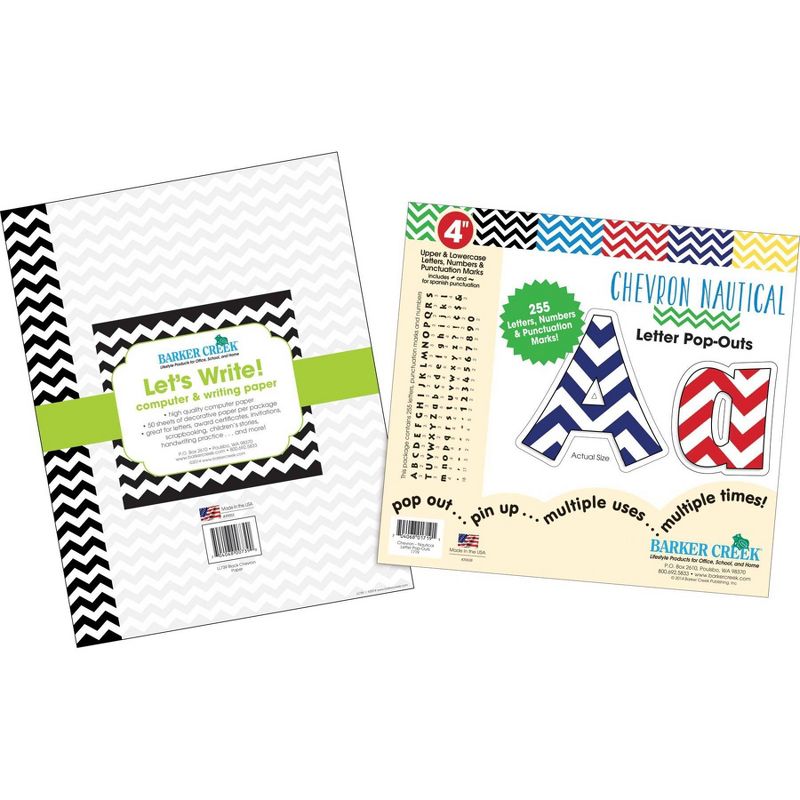 Black Chevron Let's Write! Computer Paper & Chevron Nautical Letter Pop-Outs - Barker Creek