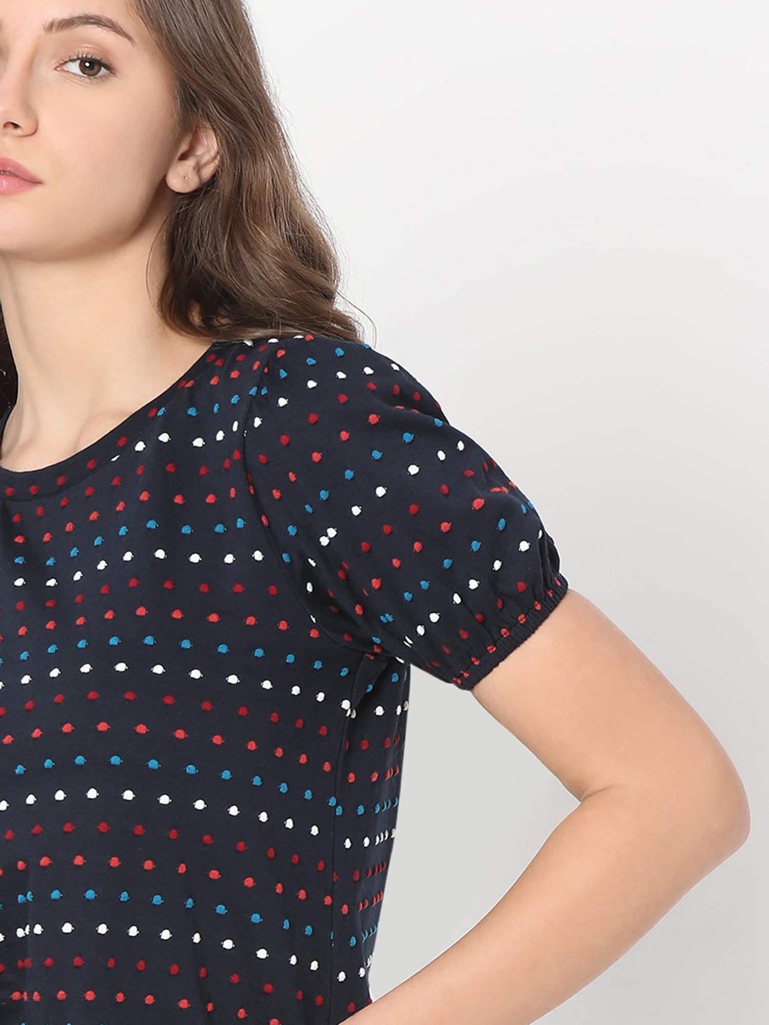 Vero Moda Navy Cotton Printed T-Shirt