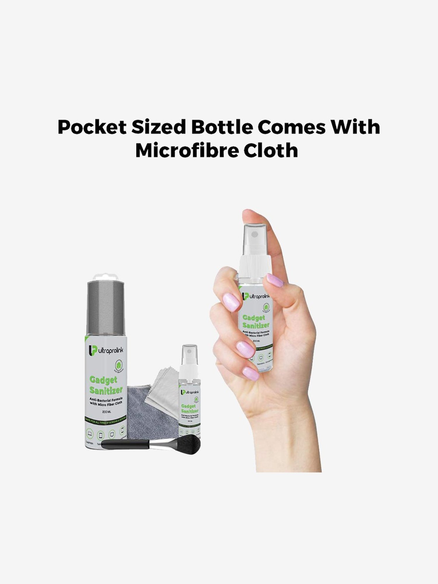UltraProlink UM1027 Universal Screen Cleaning & Sanitizer Kit,200ml+20ml+2 Micro fibre Cloths+Brush