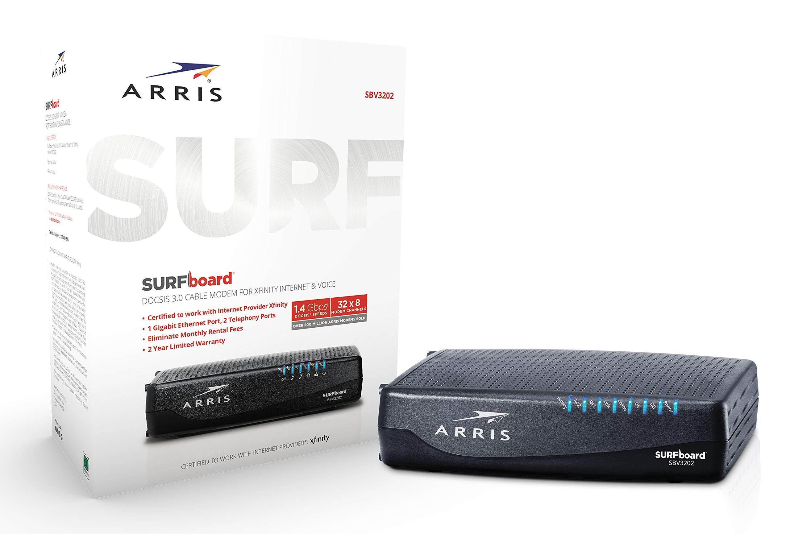 ARRIS Surfboard (32x8) Docsis 3.0 Cable Modem for Xfinity Internet & Voice (Model SBV3202)