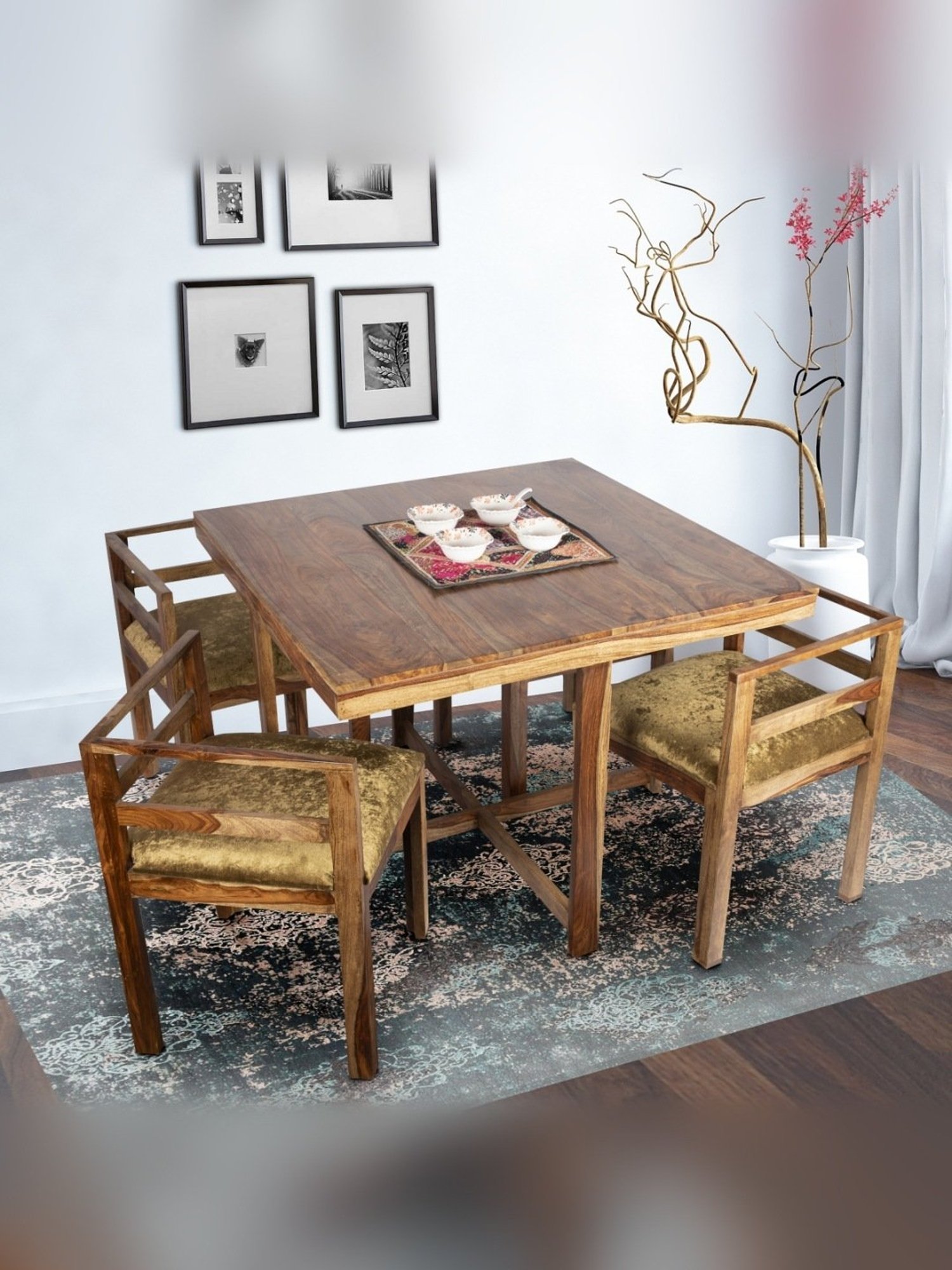 Nilkamal Olivia Brown Solid Wood - Rubberwood 6 Seater Dinning Table set