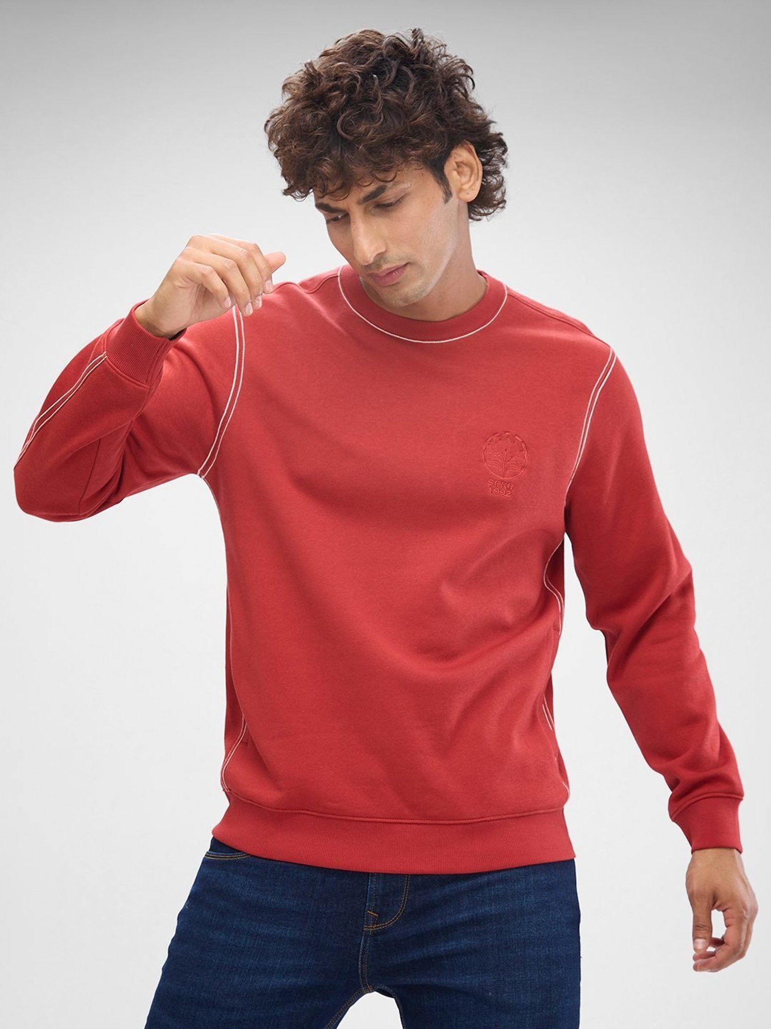 Spykar Red Slim Fit Sweatshirt