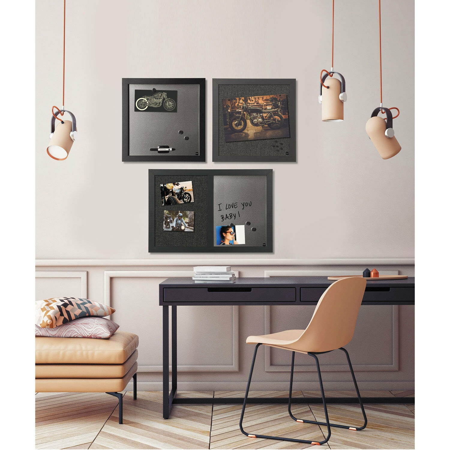 MasterVision Black Shadow Message Board Set Assorted Sizes & Colors 3/Set SOR034