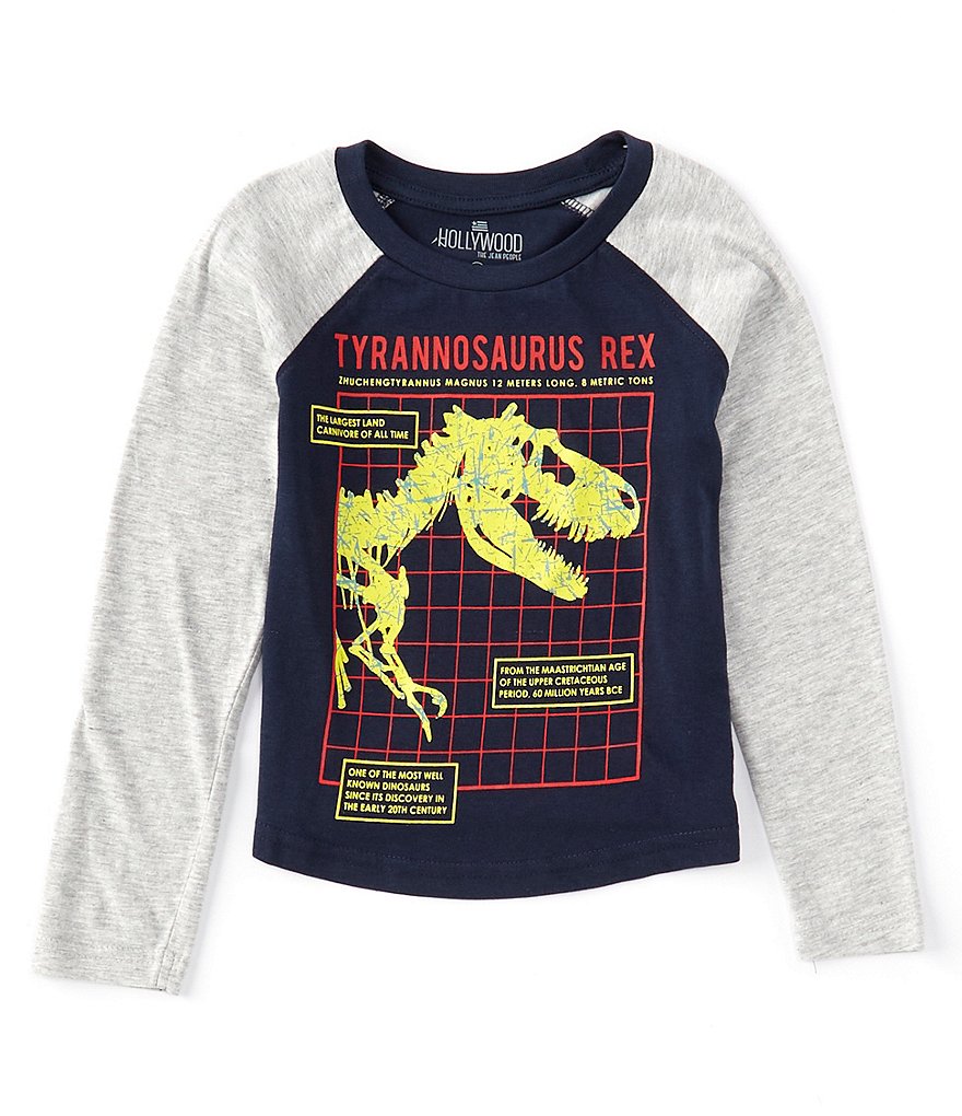Hollywood Little Boys 4-7 Long-Sleeve Dinosaur Bones Raglan Tee