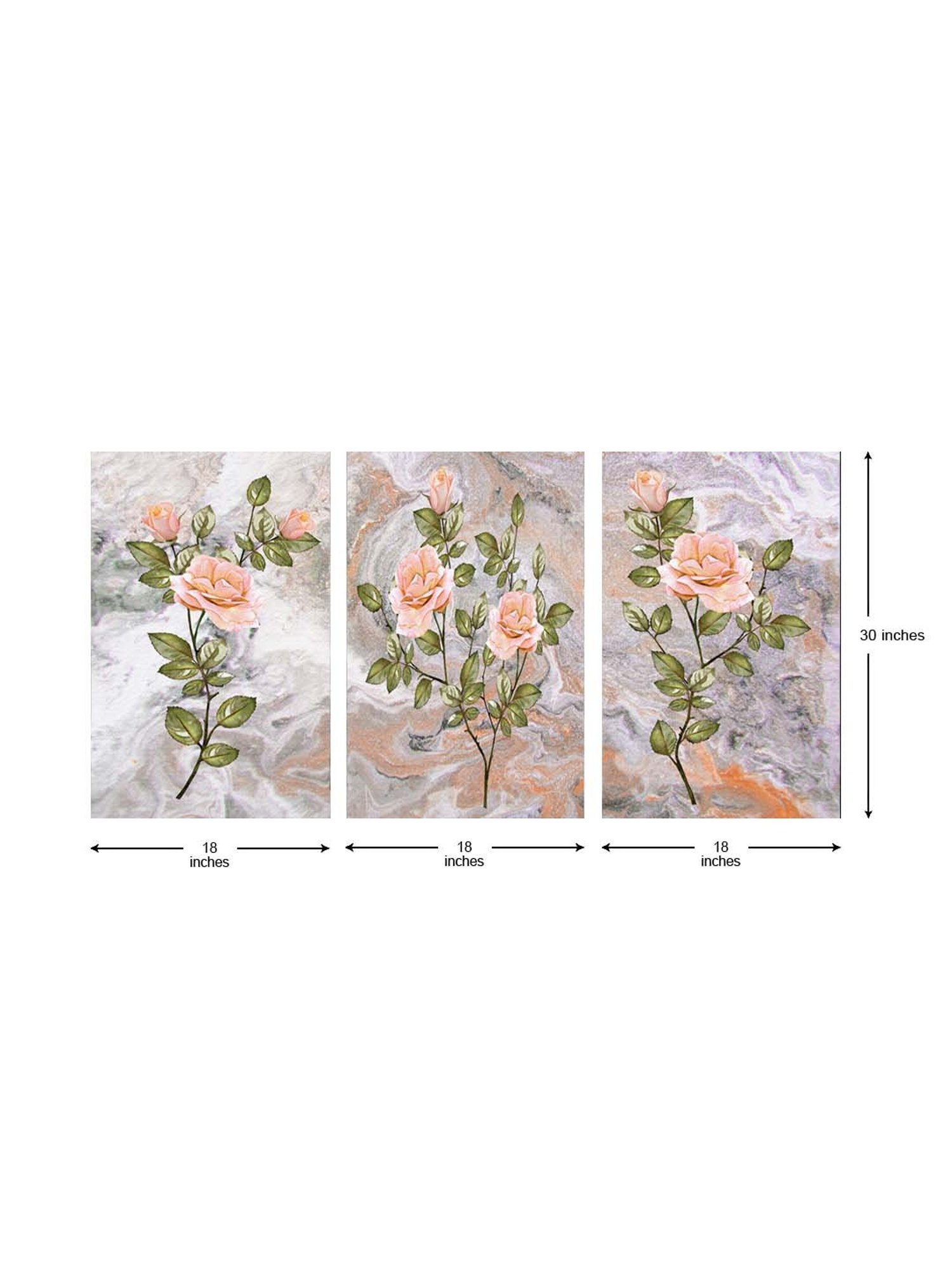 999Store Multicolor Garden Roses Art 3 Frame Canvas Paintings