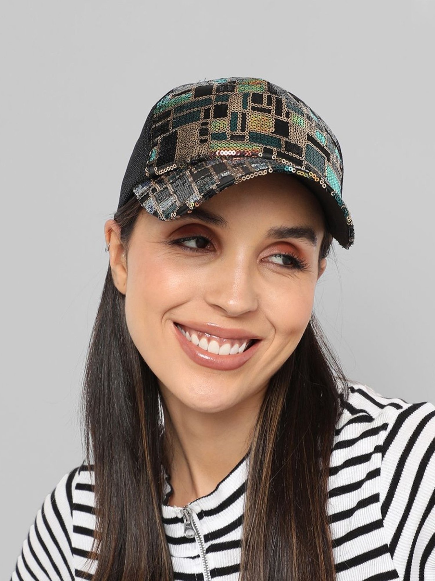 HauteSauce Black Embellished Baseball Cap