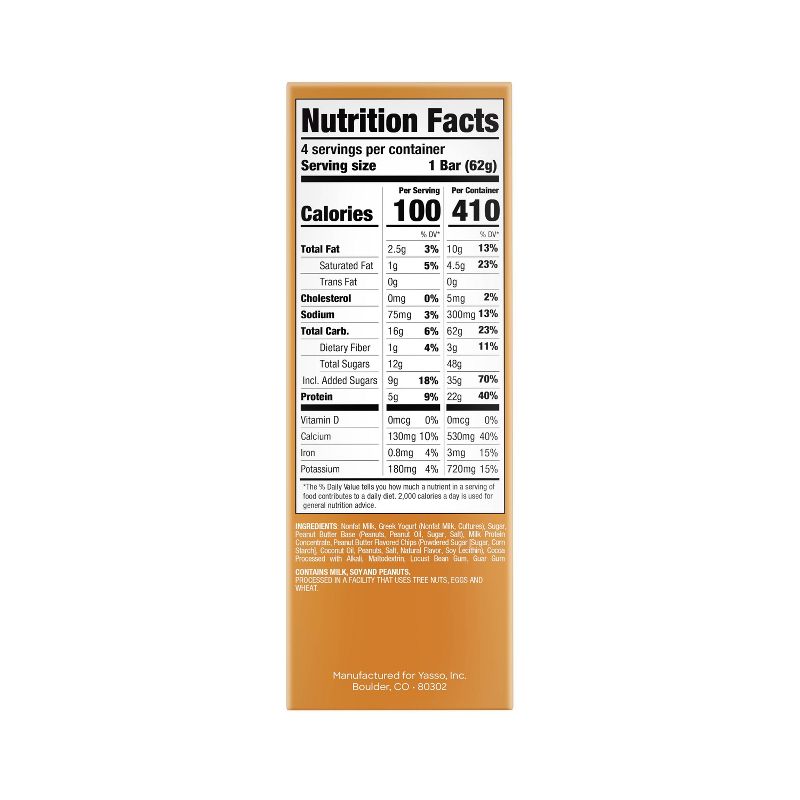 Yasso Frozen Greek Yogurt - Chocolate Peanut Butter Chip Bars - 4ct