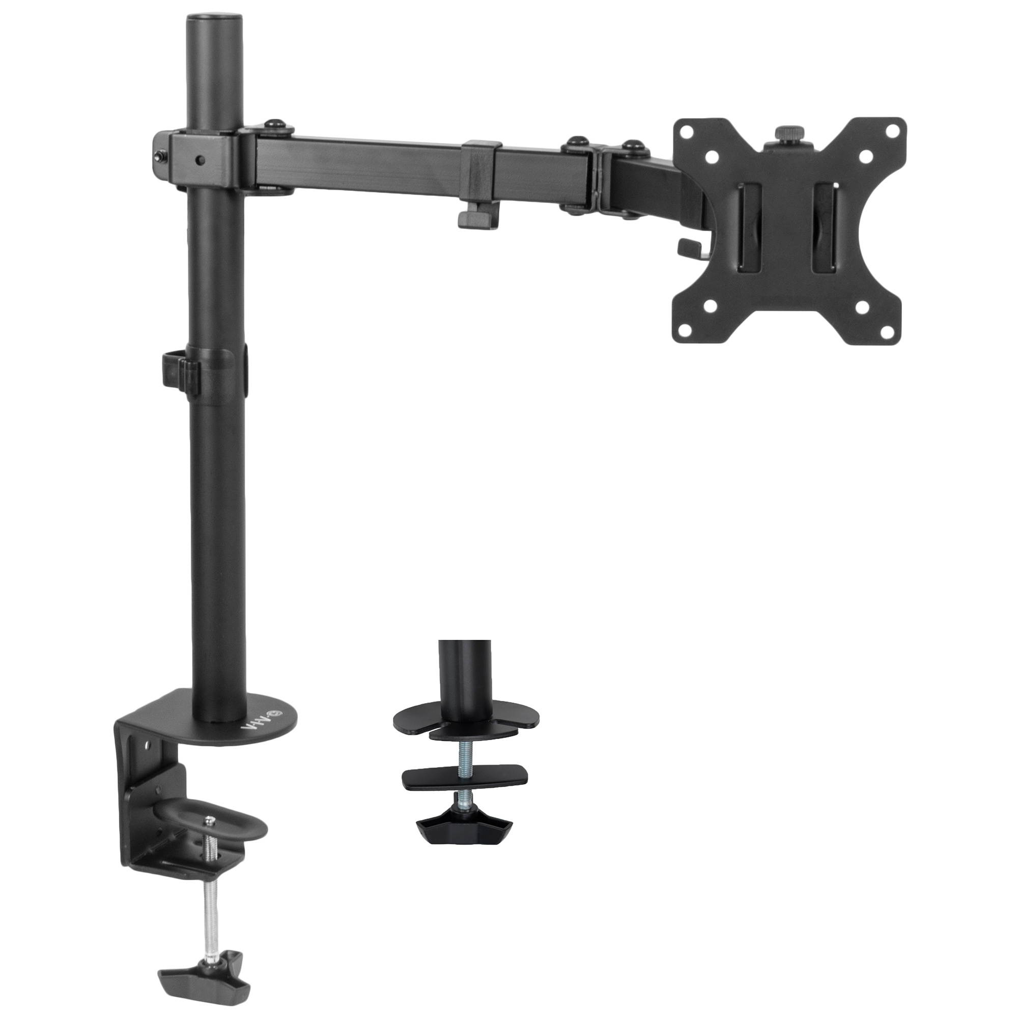 VIVO Full Motion Single VESA Monitor Desk Mount Stand with Double Center Arm Joint | For 13" to 32" Screens (STAND-V101)