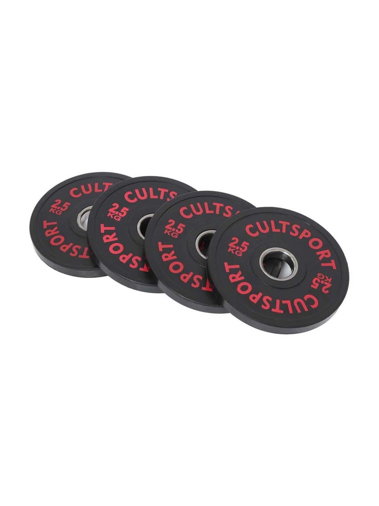 Cultsports Black & Silver Cast Iron Bumper Plate with Rubber Coating (Pack of 4)