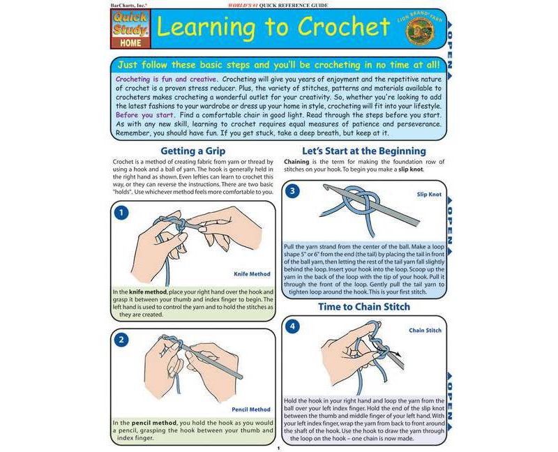 Learning to Crochet - (Quickstudy: Home) by  Lion Brand Yarn Company (Poster)