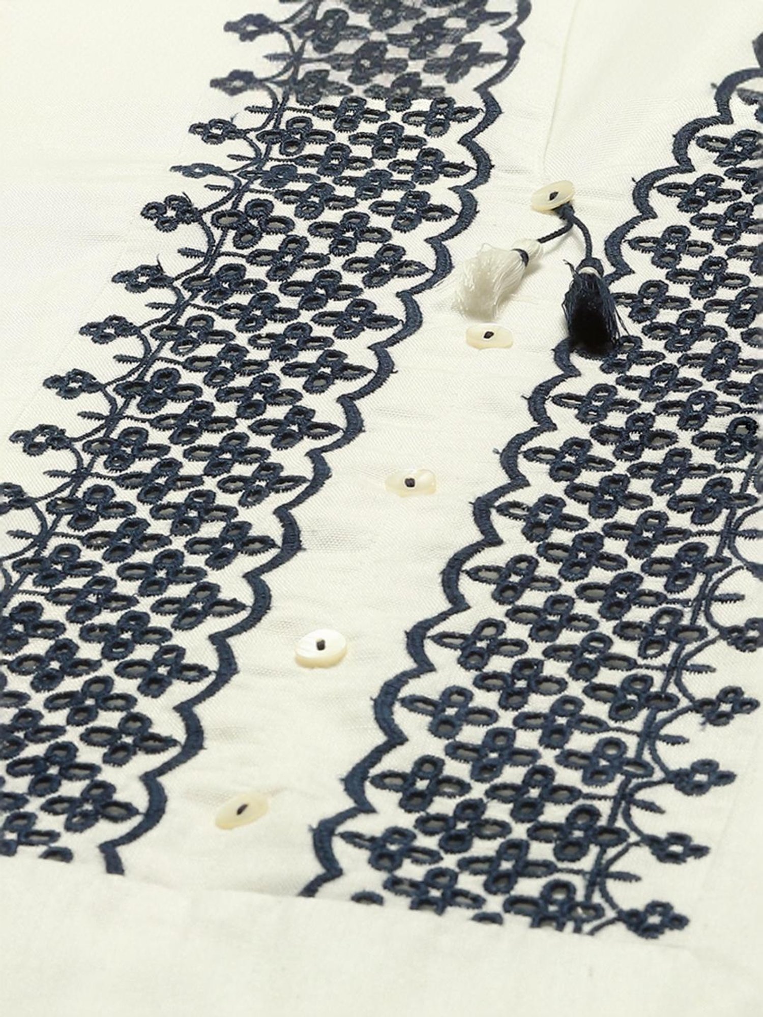 Rangriti White Embroidered Tunic