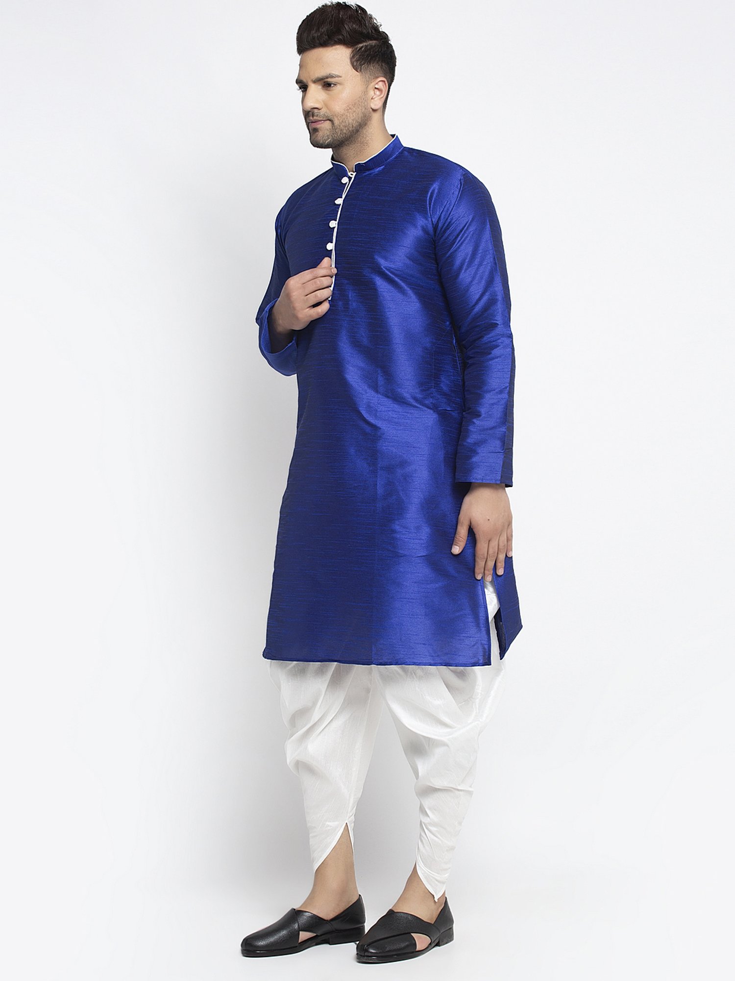 Benstoke Royal Blue & White Regular Fit Kurta Set