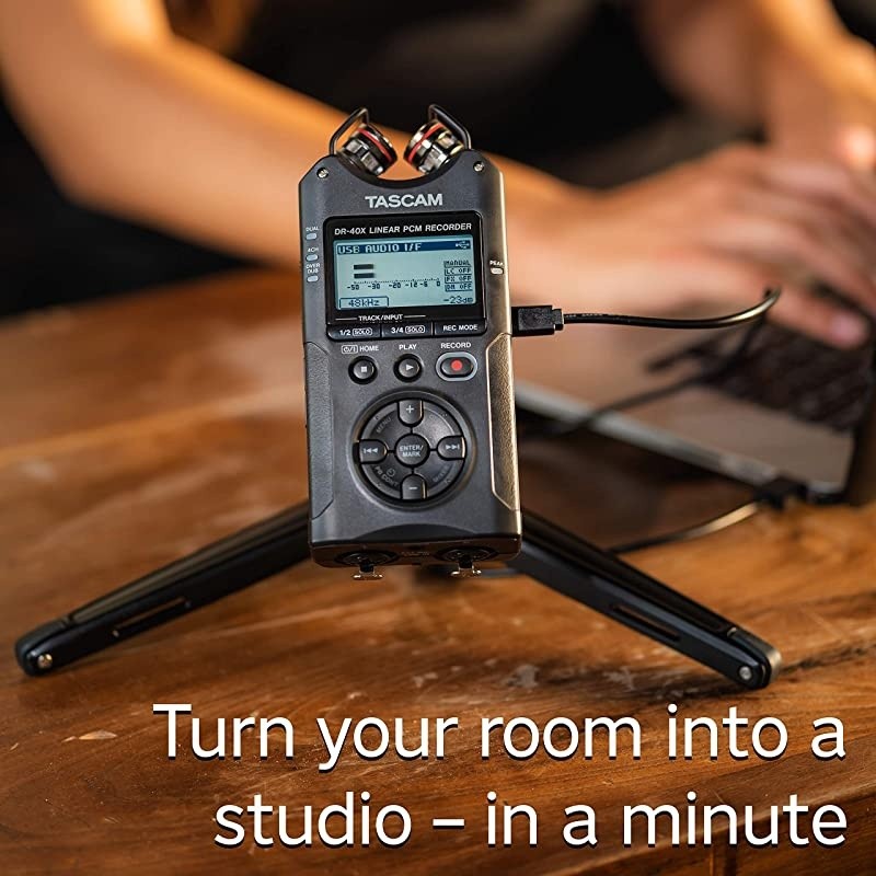 DR-40X Four-Track Digital Audio Recorder and USB Audio Interface, Black