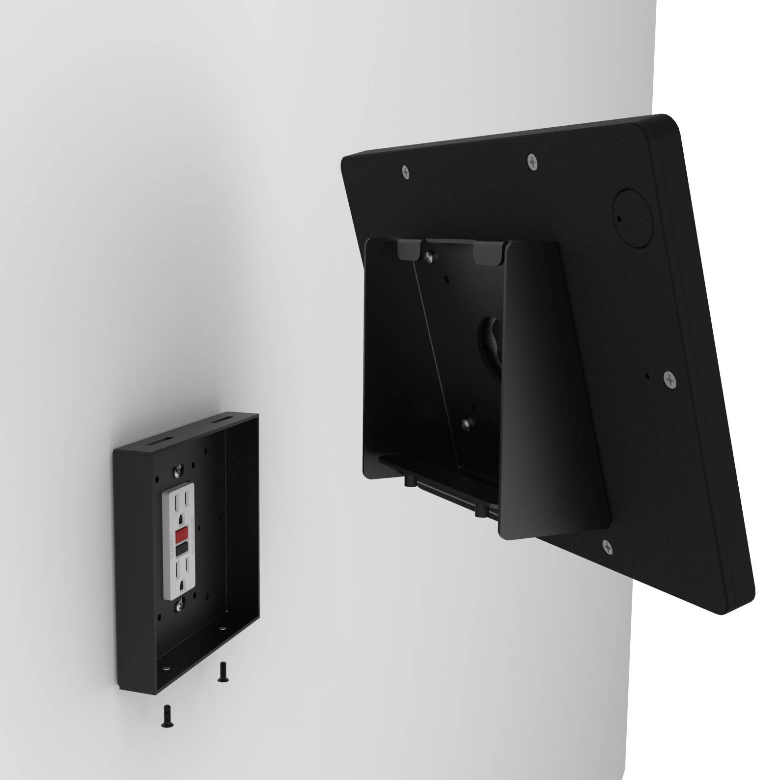 VidaMount Black Home Button Covered Enclosure and Fixed Tilted 15&deg; Wall Mount [Bundle] compatible with iPad 9.7 (5th / 6th Gen), Pro 9.7", Air 1/2