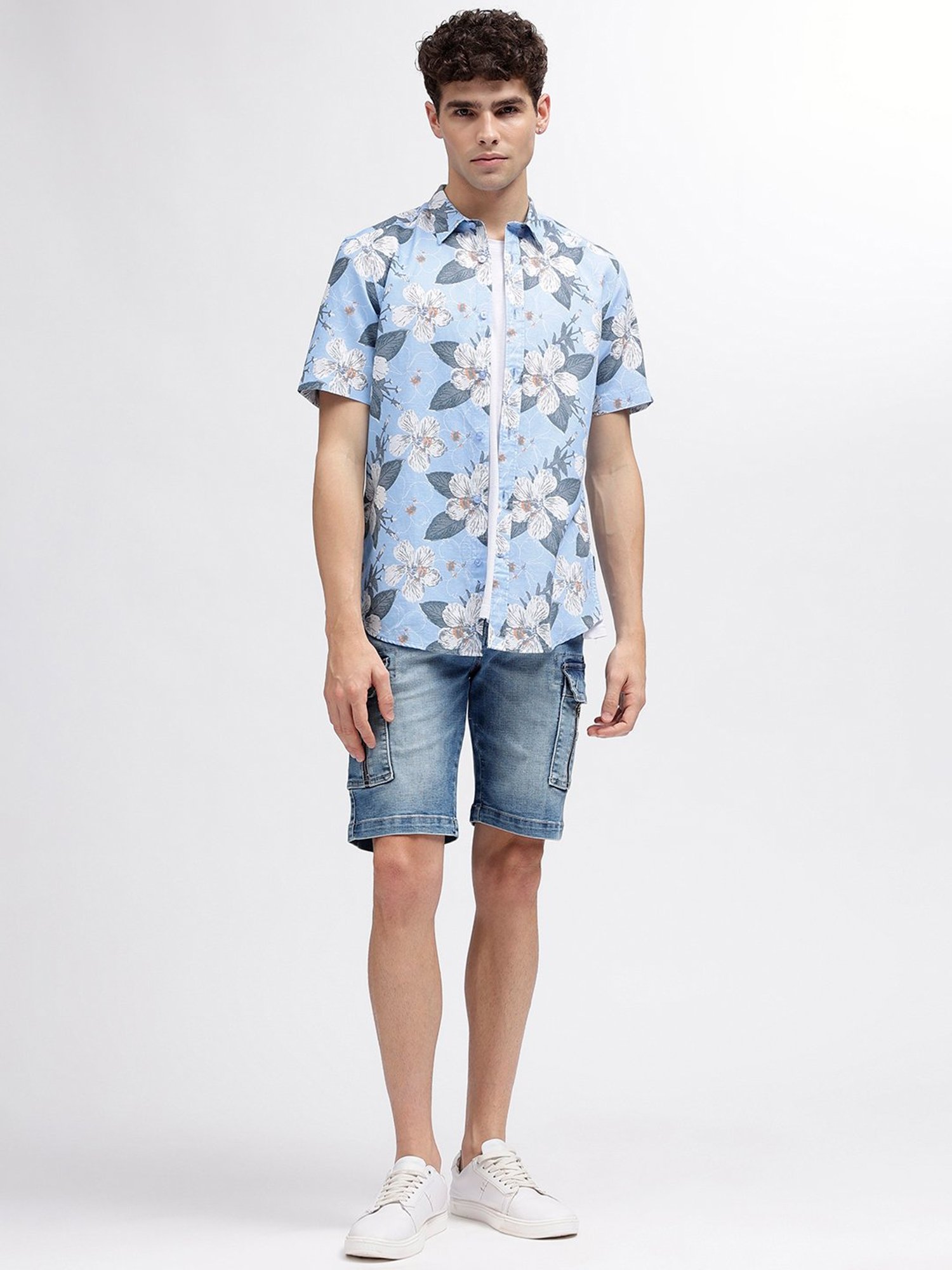 Iconic Men Printed Regular Fit Linen Shirt