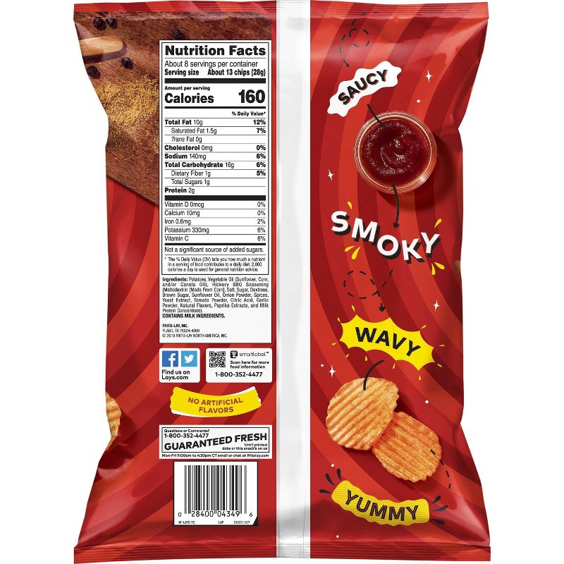 Lay's Wavy Hickory Barbecue Flavored Potato Chips - 7.75oz