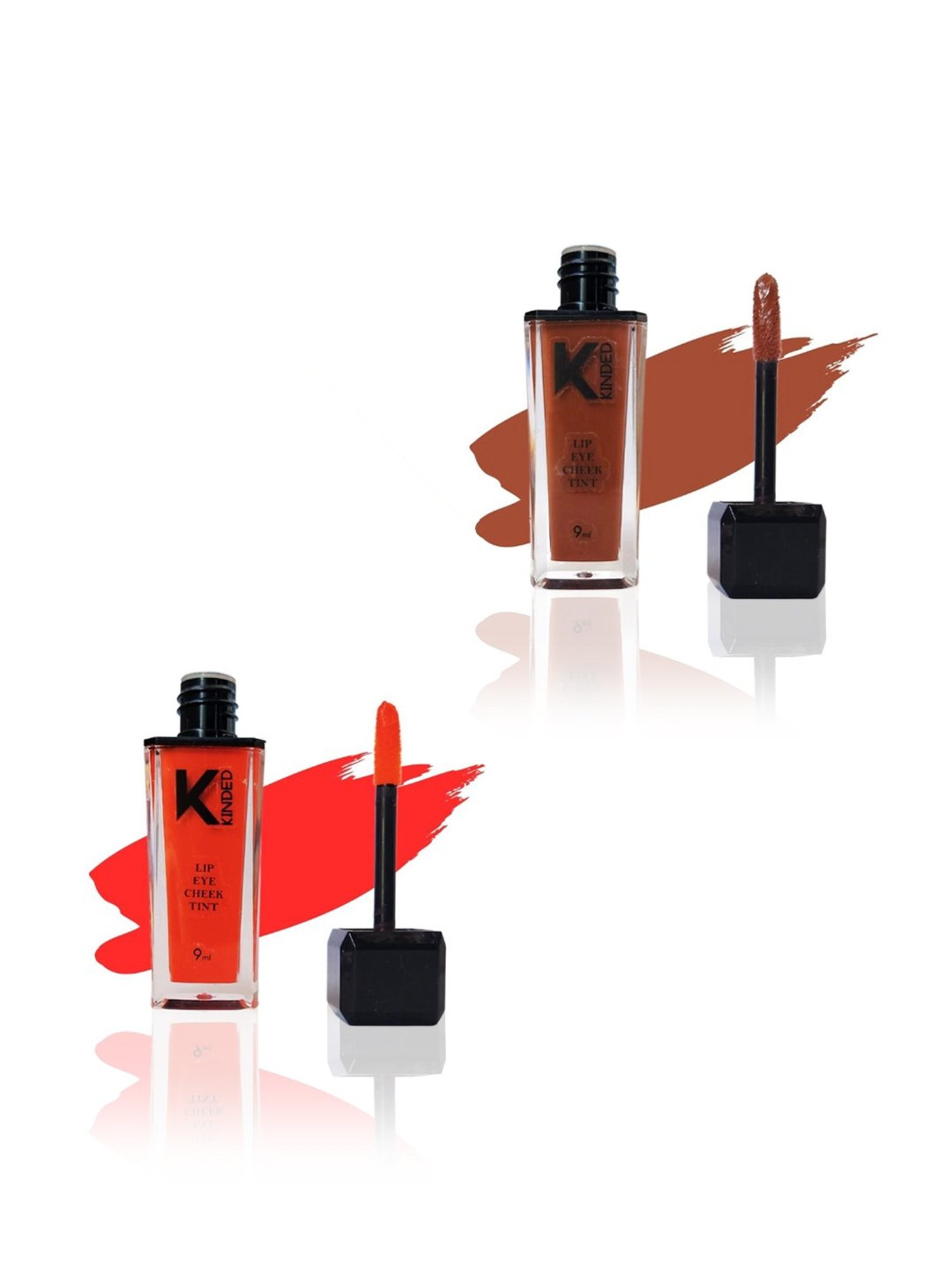 KINDED Lip Eye Cheek Tint Brown Temptation & Sangria Orange Combo