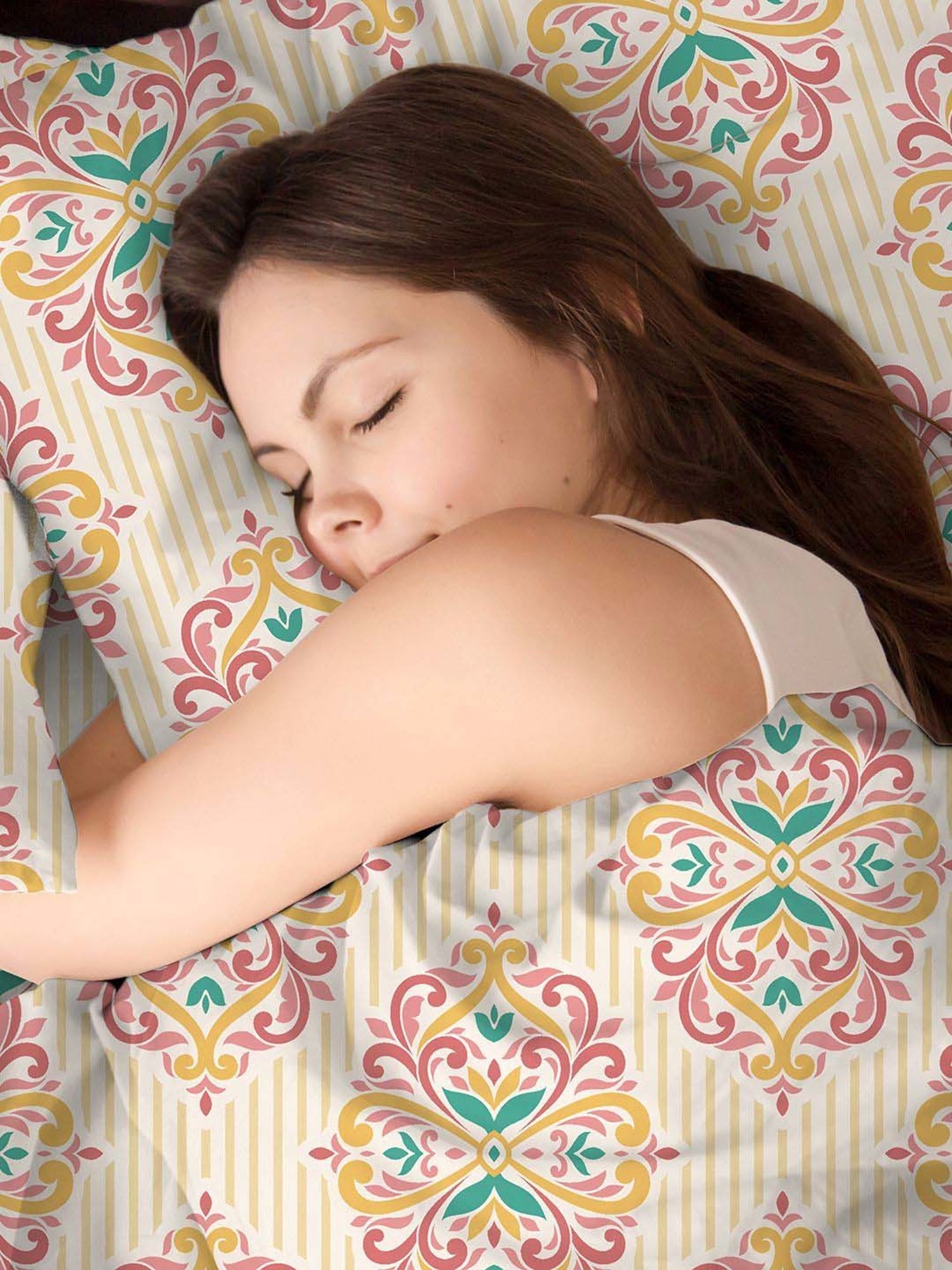 Layers Duracount Beige Cotton Blend 225 TC Single Size Bed Sheet with Pillow Cover