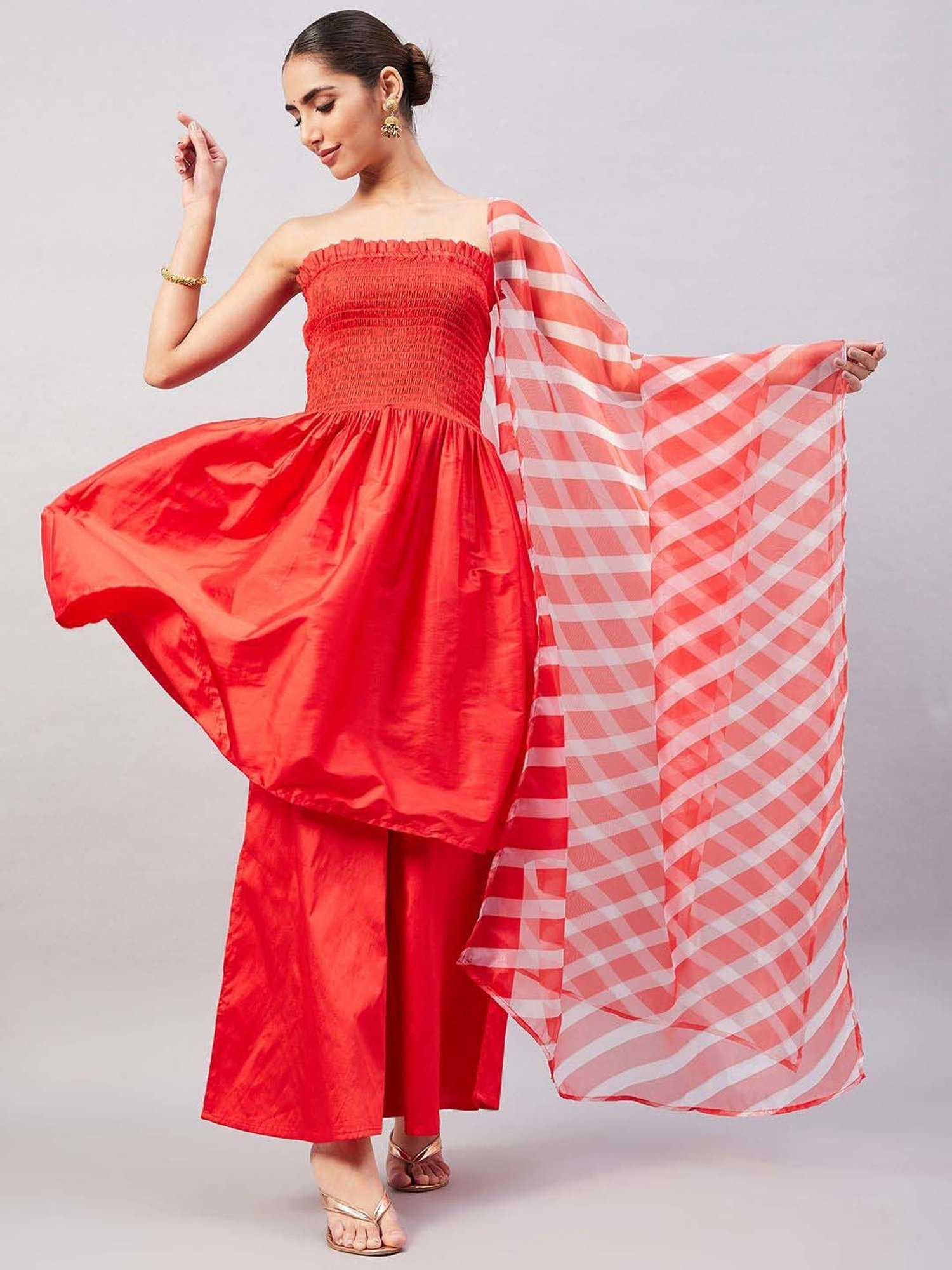 Stylum Red Plain Dupatta