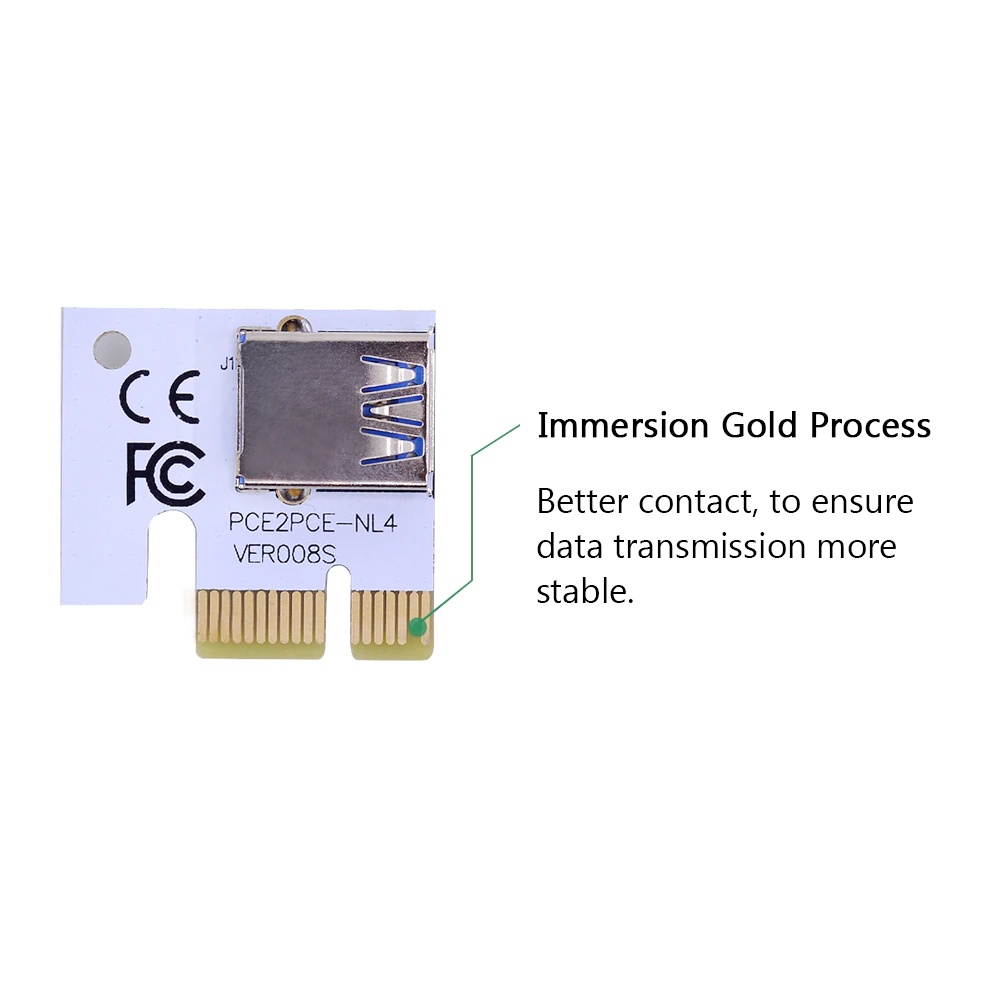 CHIPAL 5pcs VER008S 60cm PCI-E Riser Card PCIe 1x to 16x with 4pin 6pin Sata Power Supply + USB 3.0 Data Cable For Bitcoin Miner