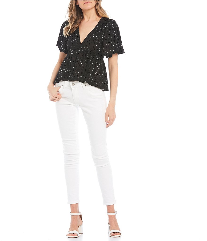 Good Luck Gem Short Sleeve Printed Rib Knit Top