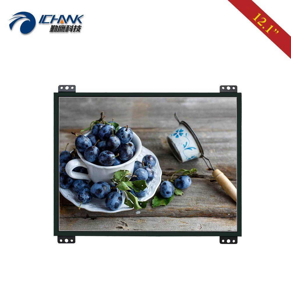 K120TN-DV2/12.1" inch 1024x768 4:3 Metal Shell Open Frame DVI Monitor/12" VGA Embedded Power On Boot LCD Screen Display Monitor