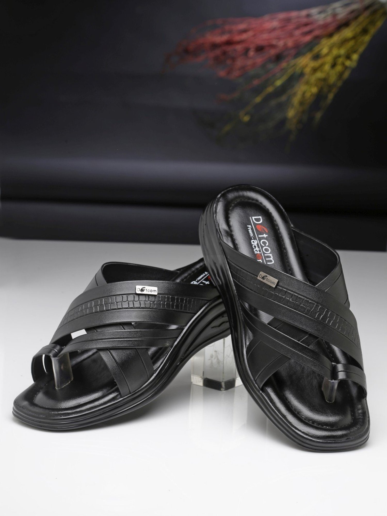 Action Men's Black Toe Ring Sandals