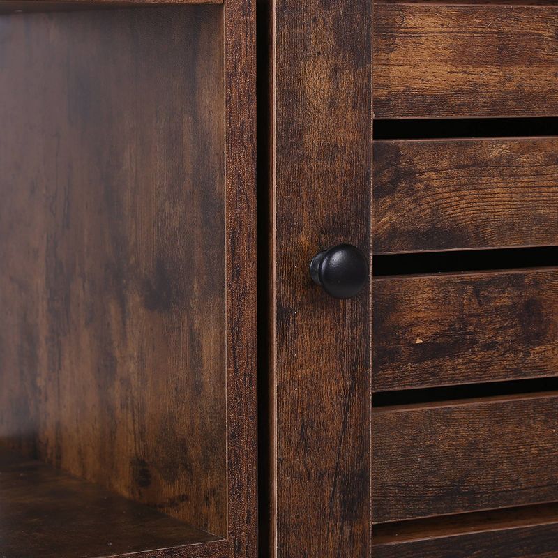 Wooden Storage Cabinet with Shutter Door and 3 Compartments Brown - Benzara
