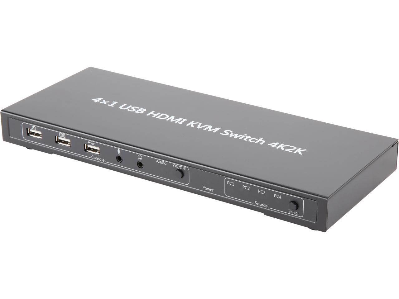 SA KVM-4UHMN KVM Switch, 4 Port HDMI KVM Switch with Cable Kit and Supports EDID HDCP 1080p 3D and Auto Scan,for Windows/XP/Vista Linux and Mac - 4 in 1 out