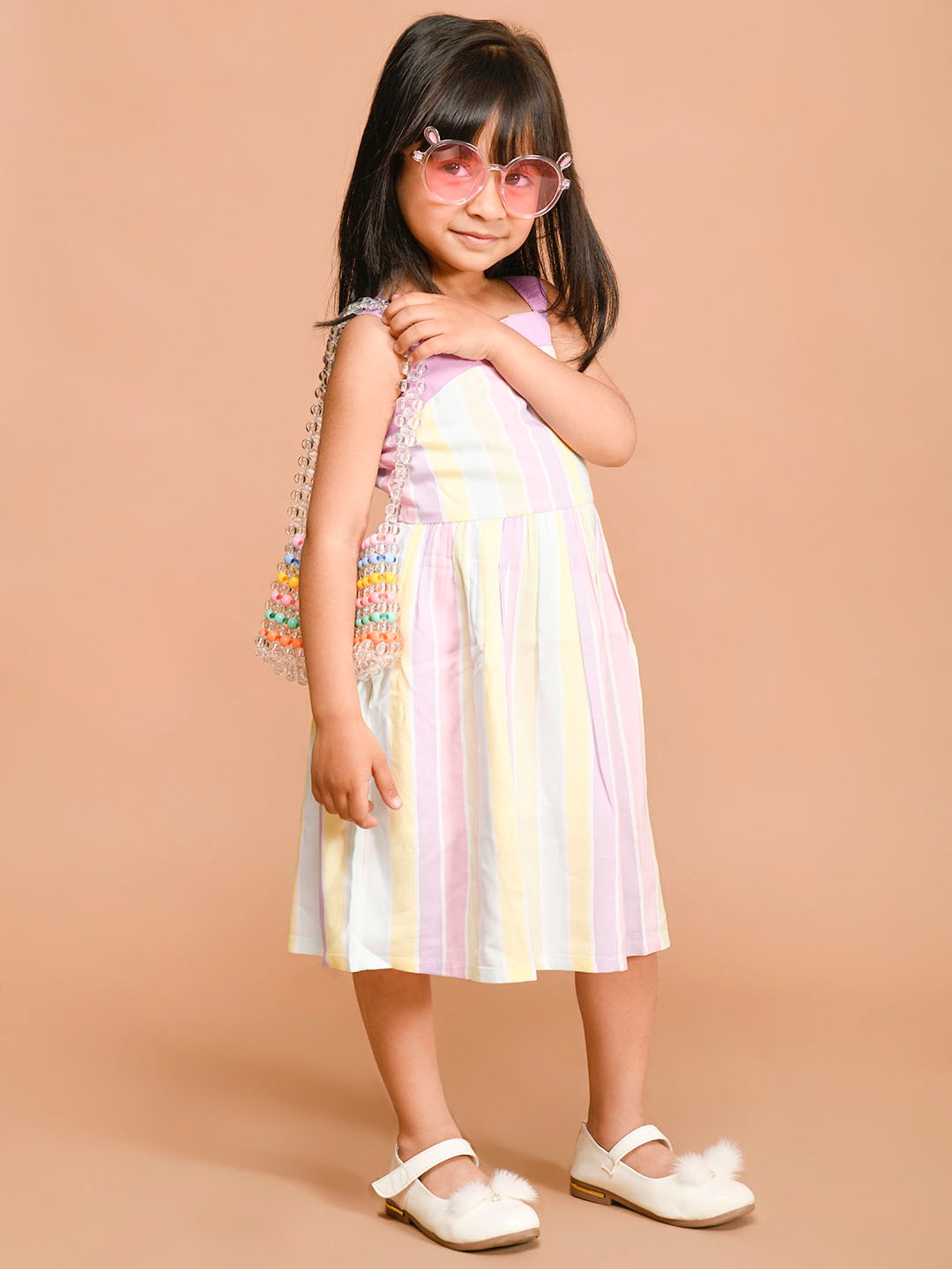LilPicks Kids Multicolor Striped Dress