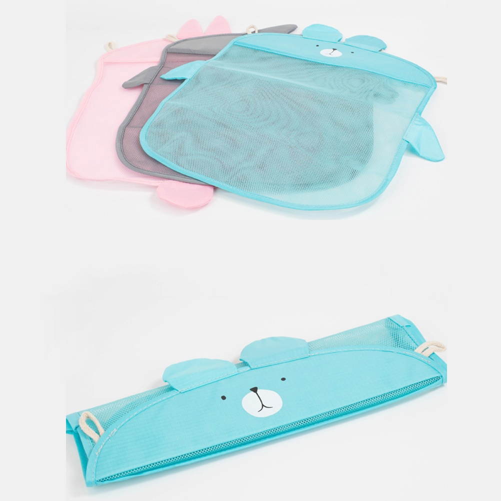 Cartoon Bathroom Folding Mesh Hanging Storage Bag Bathing Toy Storage Organizer Bath Toys Organizer Holder Storage Bathtub Bathing (Blue)