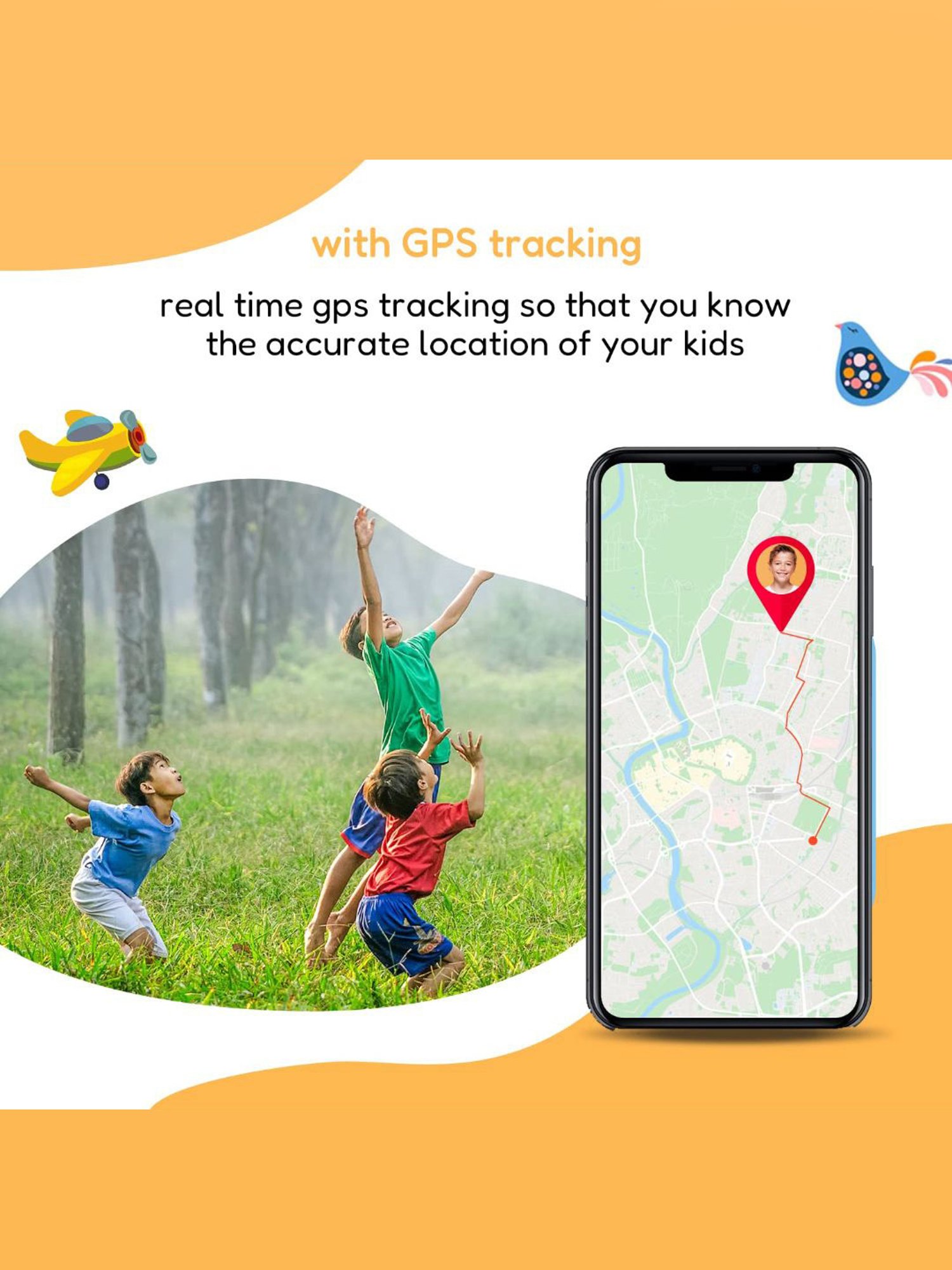 Turet Taffy 4G Smartwatches for Kids with Live Tracker GPS Watch, Waterproof, Long Battery (White)