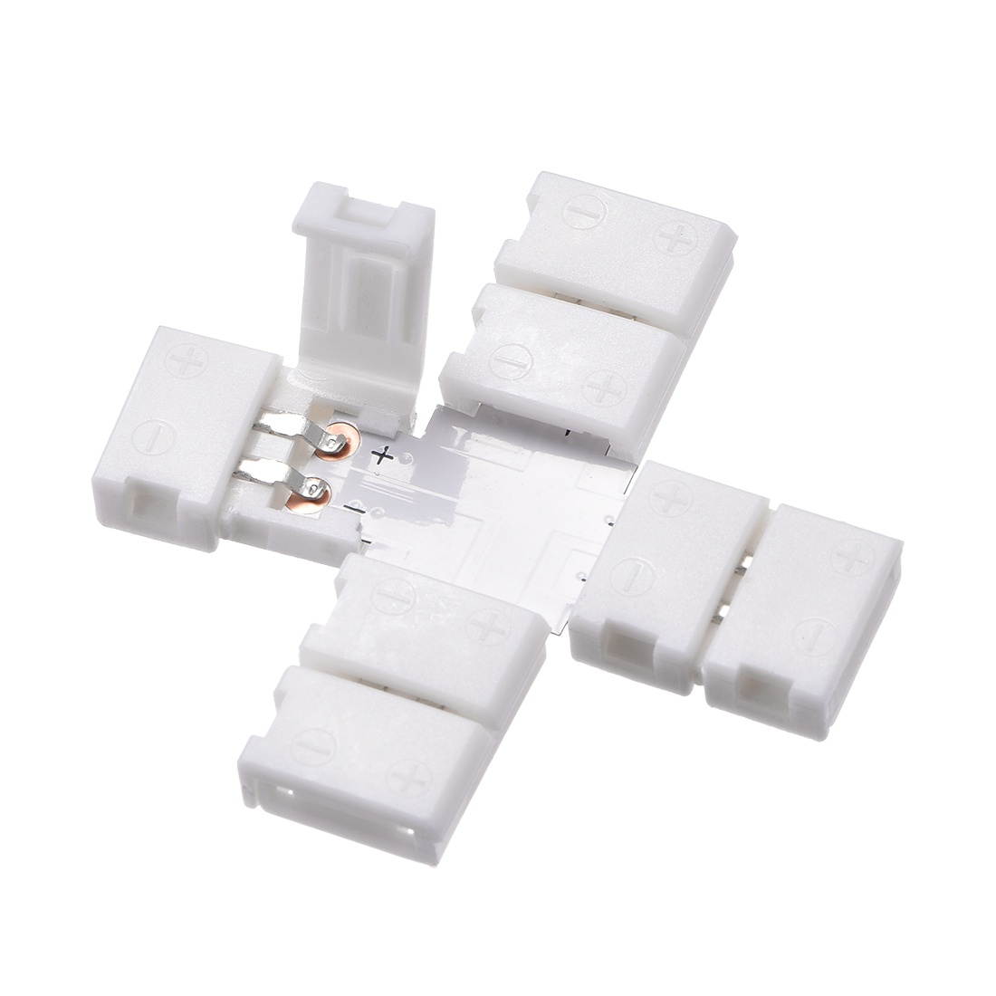 8mm 2P Cross Shape LED Strip Connector for Single Color 3528 2 Conductor LED Strip Lights 15Pcs